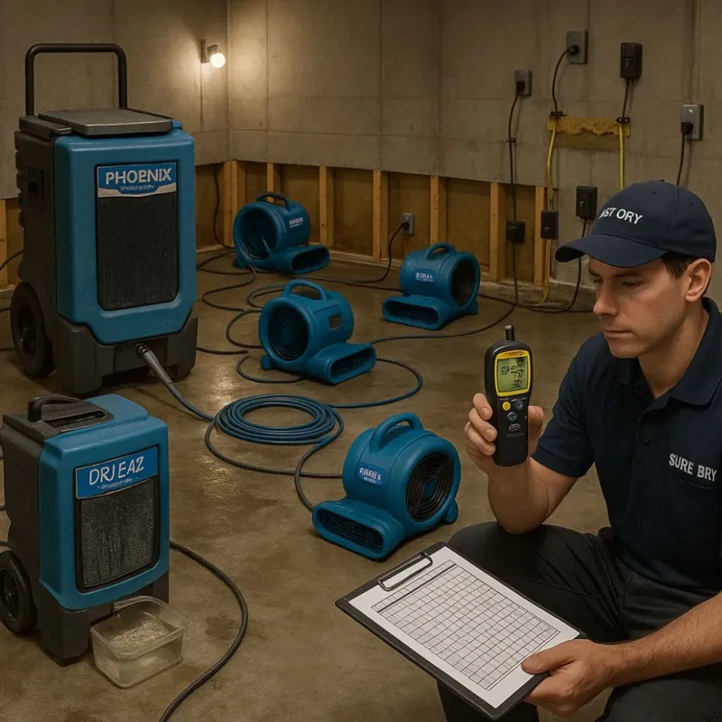 Structural Drying and Dehumidification process in Verona, NJ